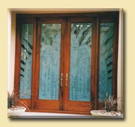 Custom Sandblasted Glass Door Entry
